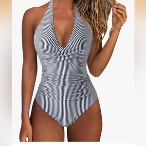 NWT Suuksess Striped Halter One-Piece Swimsuit